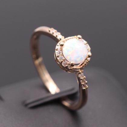 Beautiful Opal Zircon Golden Ring For Women