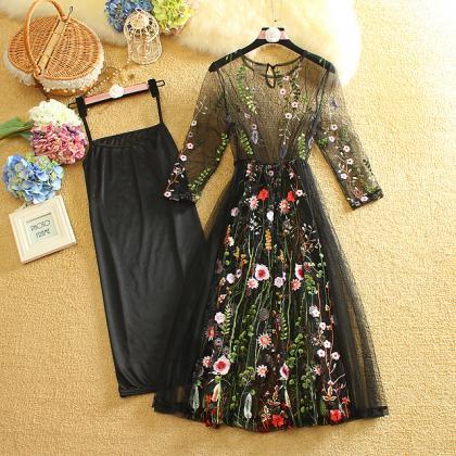 Floral Lace and Chiffon Embroidery ..