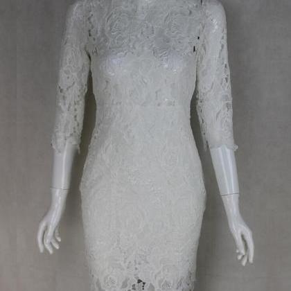 Sexy White Body Con Lace Dress