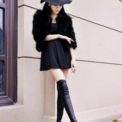 Over The Knee Black Autumn And Winter Fashion..