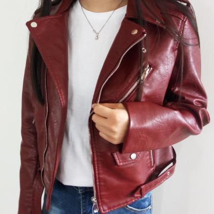 Street Style Pu Leather Ladies Jackets