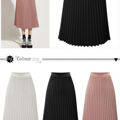 High Waist Chiffon Maxi Skirt In White Pink And..