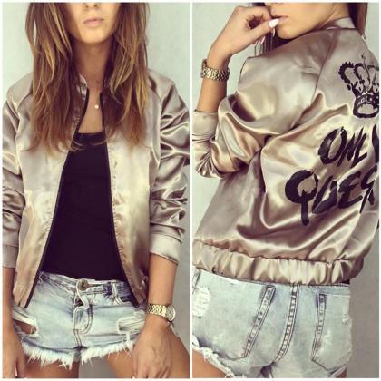 Spring And Autumn Printed Bomber Jacket