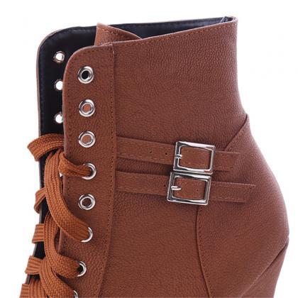 Brown Autumn And Winter Ankle Boots