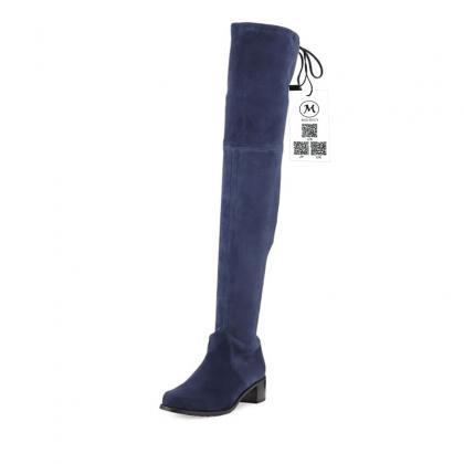Faux Suede Over-the-knee Flat Boots Featuring..