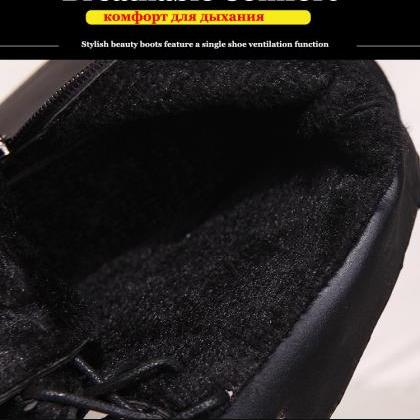 Black Lace Up Side Zip Platform Shoes