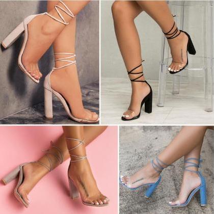 Summer Lace Up Suede Sandals