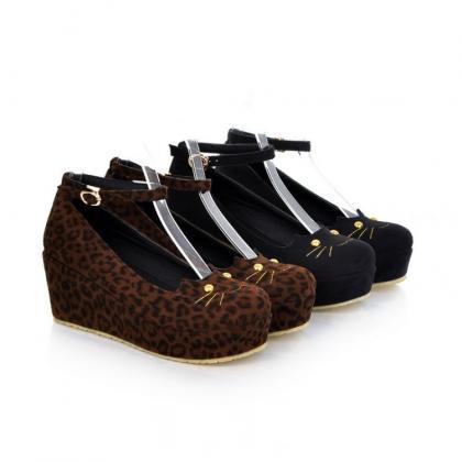 Cute Cat Wedge Shoes