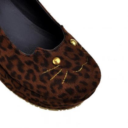 Cute Cat Wedge Shoes