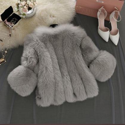 Classy Faux Fur Coats in Grey and P..