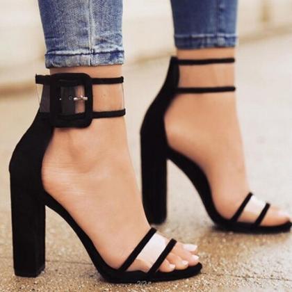 Sexy Ankle Strap Transparent Style High Heels..