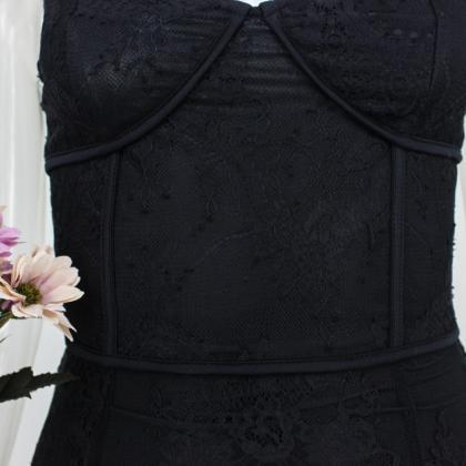 Black Lace Patchwork Off Shoulder Party Dress