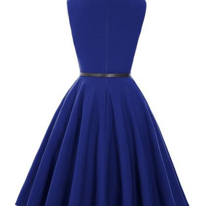 Blue Sleeveless Vintage Style Party Dress