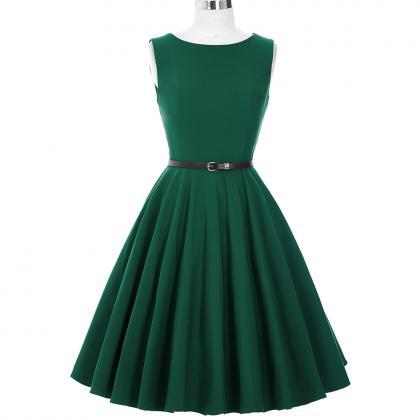 Green Sleeveless Vintage Style Party Dress