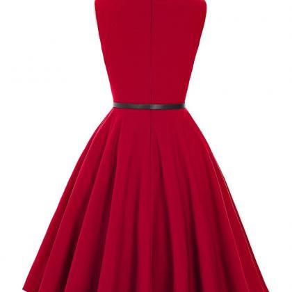 Red Sleeveless Vintage Style Party Dress