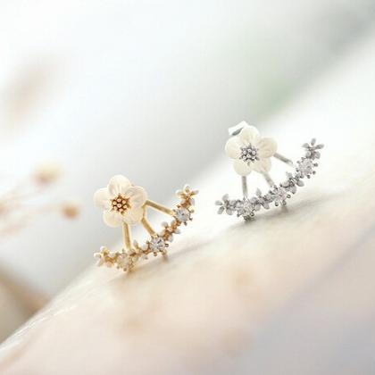 Cute Flower Crystal Stud Earrings