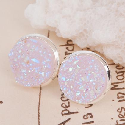 Elegant Druzy Crystal Stud Earrings