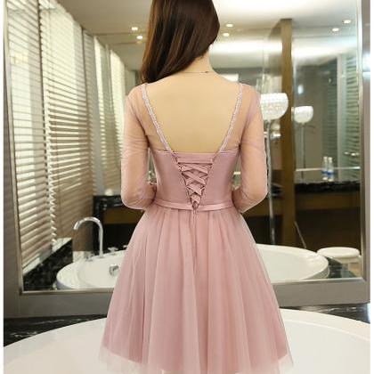 Beautiful Pink Ball Gown Lace Party Dress