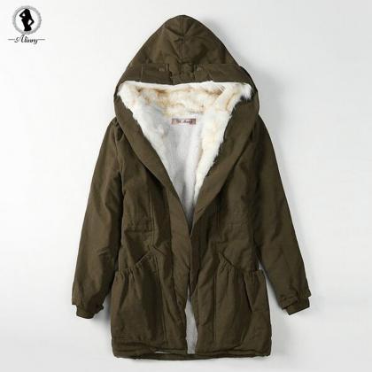 Warm Faux Fur Hooded Winter Coat