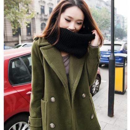 Turn Down Collar Double Breasted Winter Coat