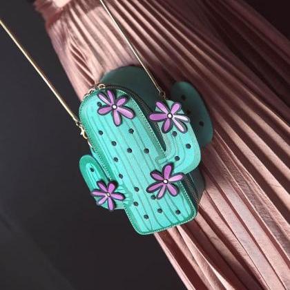 Cute Floral Cactus Shoulder Bag Cro..