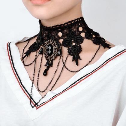 Victorian Gothic Lace Choker Necklace