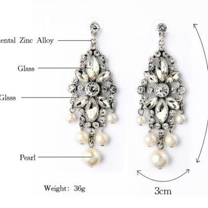 Beautiful Crystals And Pearls Earrings