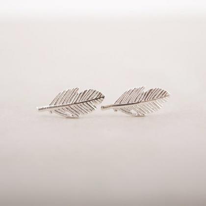 Leaf Stud Earrings In Gold, Silver Or Rose Gold,..
