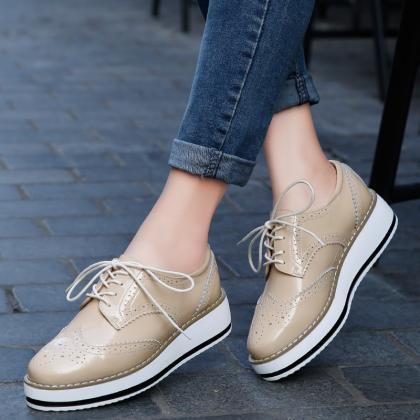 Patent Leather Oxford Style Skater Shoes With..