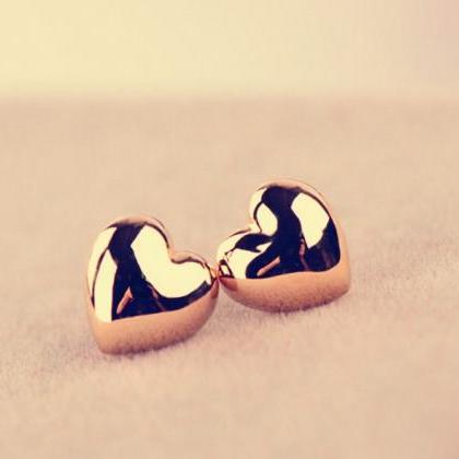 Heart Stud Earrings In Gold Or Silver