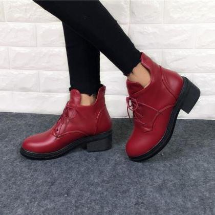 Stylish Lace Up Ankle Martins Boots