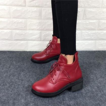 Stylish Lace Up Ankle Martins Boots