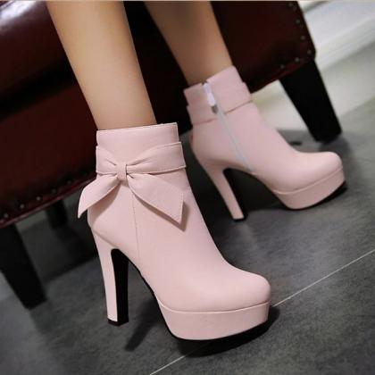 Cute Bow Design High Heels Fashion Boots