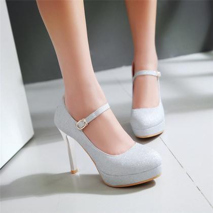 Elegant High Heels Ankle Strap Party Pumps In..