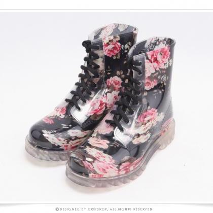 Gorgeous Floral Flat Heels Ankle Boots