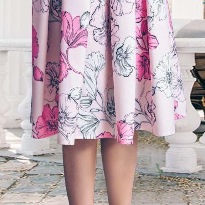 Elegant Sleeveless Knee Length Floral Party Dress