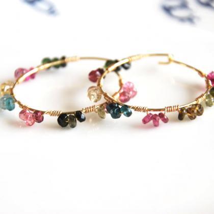 Gorgeous Crystals Hoop Earrings In Silver And Gold