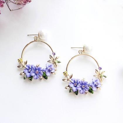 Summer Elegant Big Circle Flower Drop Earrings For..