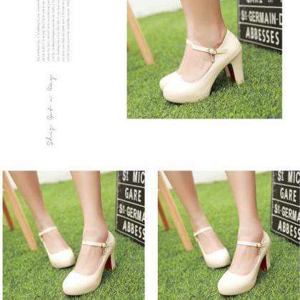 Thick Heel leather Ankle Strap Char..