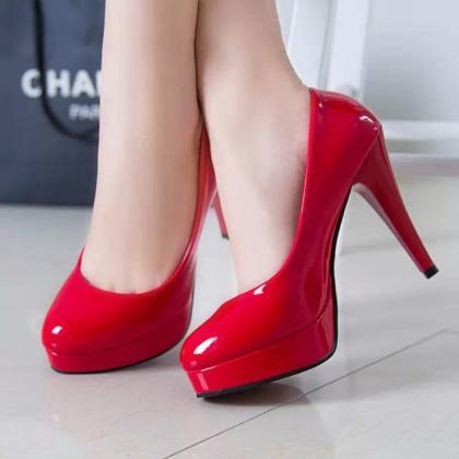 Stylish Patent Leather High Heels Fashion Shoes In..