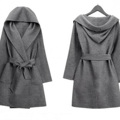 Elegant Hooded Long Winter Coat