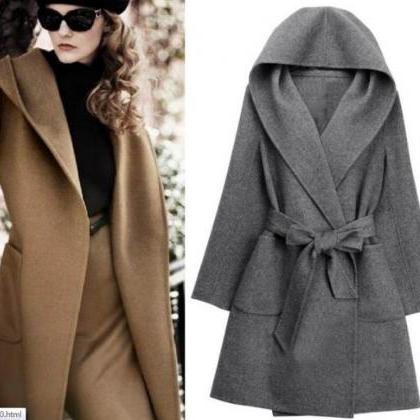 Elegant Hooded Long Winter Coat