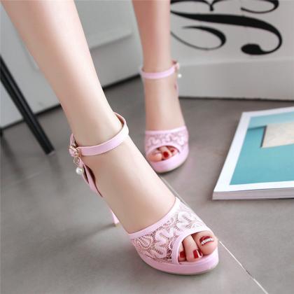 Peep Toe Ankle Strap High Heels Fashion Sandals..