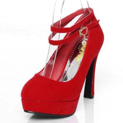 High heels Suede Ankle Strap Fashio..