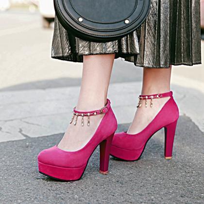 Gorgeous Rhinestone Charmed Ankle Strap High Heels..