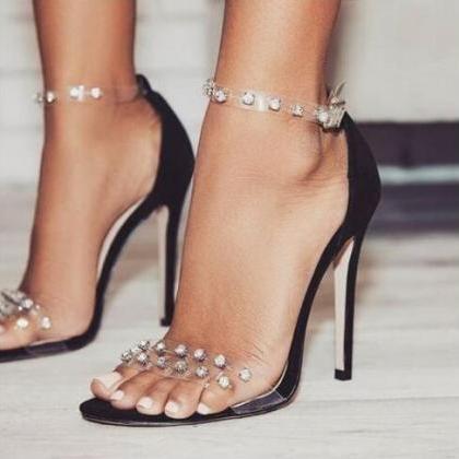 Sexy Rivet Thin Heels Peep Toe Fashion Sandals
