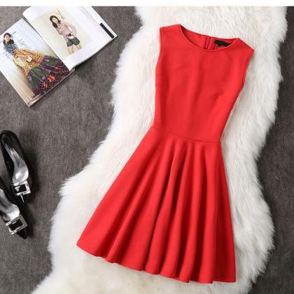 Elegant Sleeveless Red And Black Party Dress