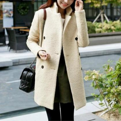 Classy Double Breasted Woolen Winter Coat