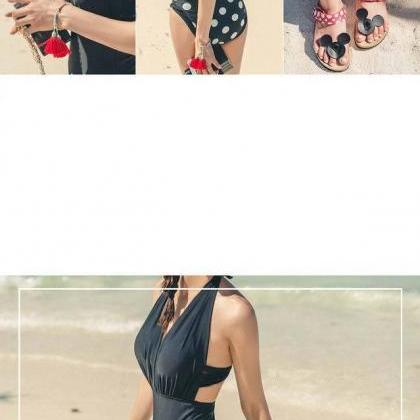 Sexy Black Polka Dots One Piece Monokinis Swimsuit