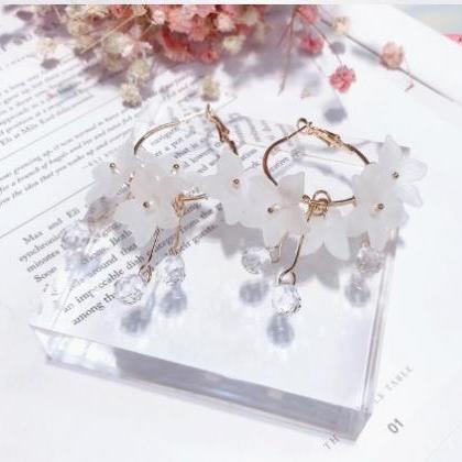 White Crystal Statement Earrings